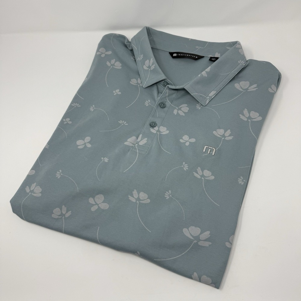 Travis Mathew Blue Floral Polo Shirt